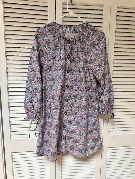 J. Crew Dresses & Skirts - J. Crew Tie-Sleeve Button-Front Organic Cotton Dress Liberty Club Nouveau Print